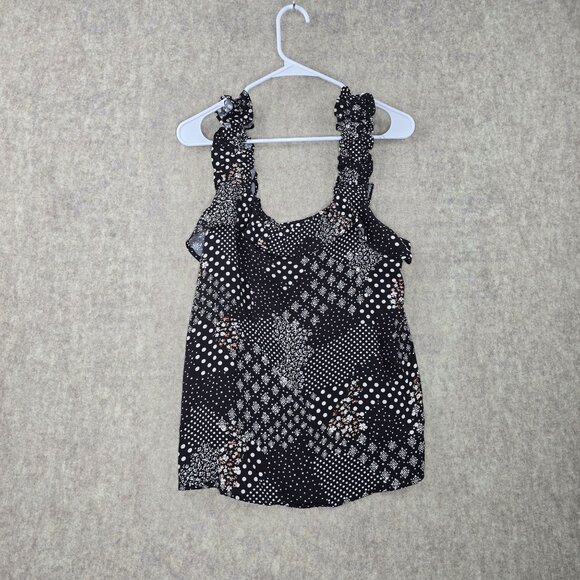 Maurices Womens Polka Dot Black Sleeveless Tank Top Size L Rayon Casual - Picture 1 of 8